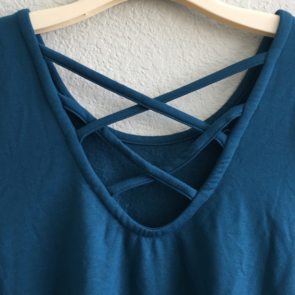 Lane Bryant Blue Cold Shoulder Top - Picture 3 of 6
